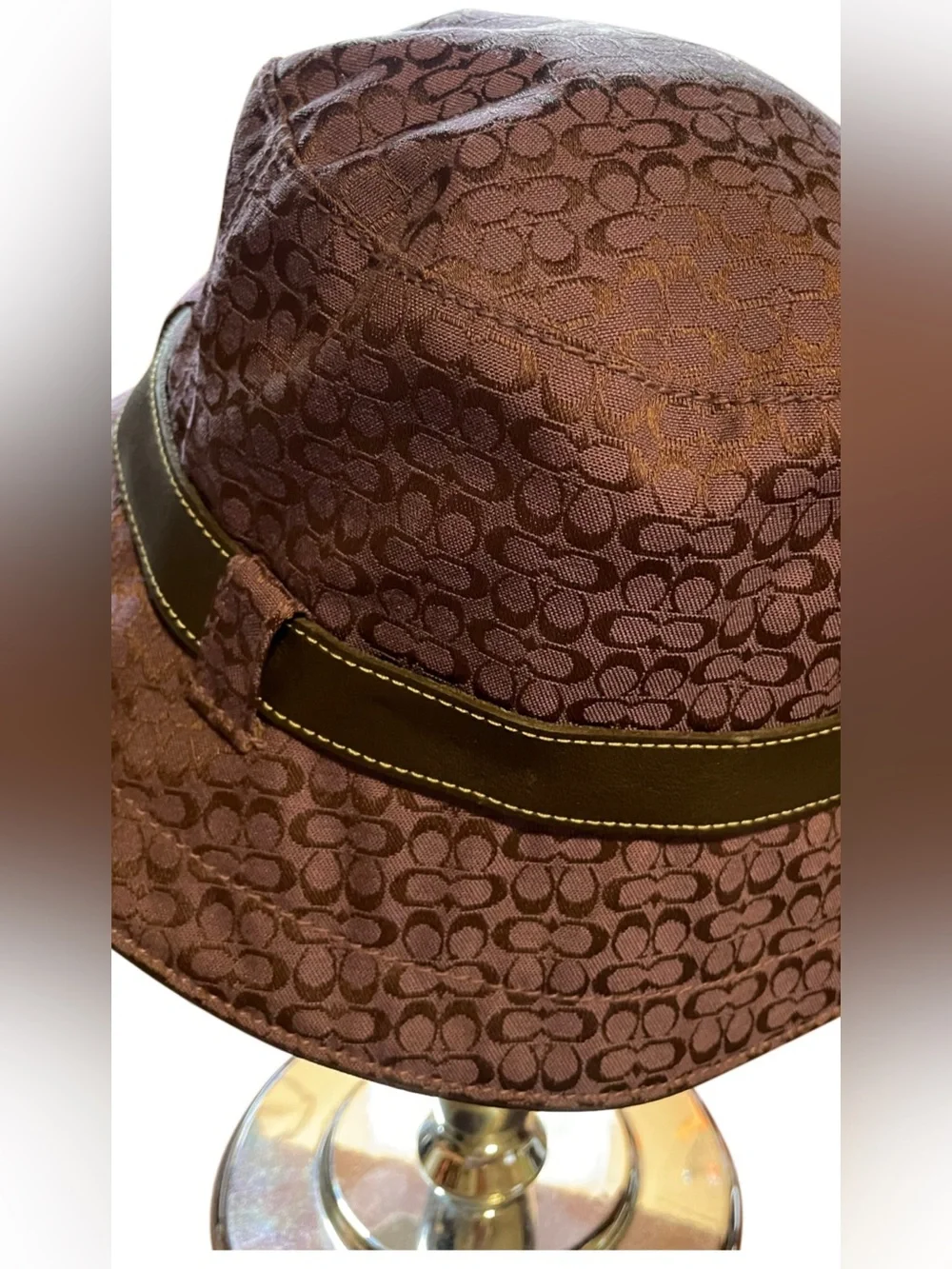 Coach Purple Tonal Signature Bucket Hat with Buckle Trim VINTAGE NWT